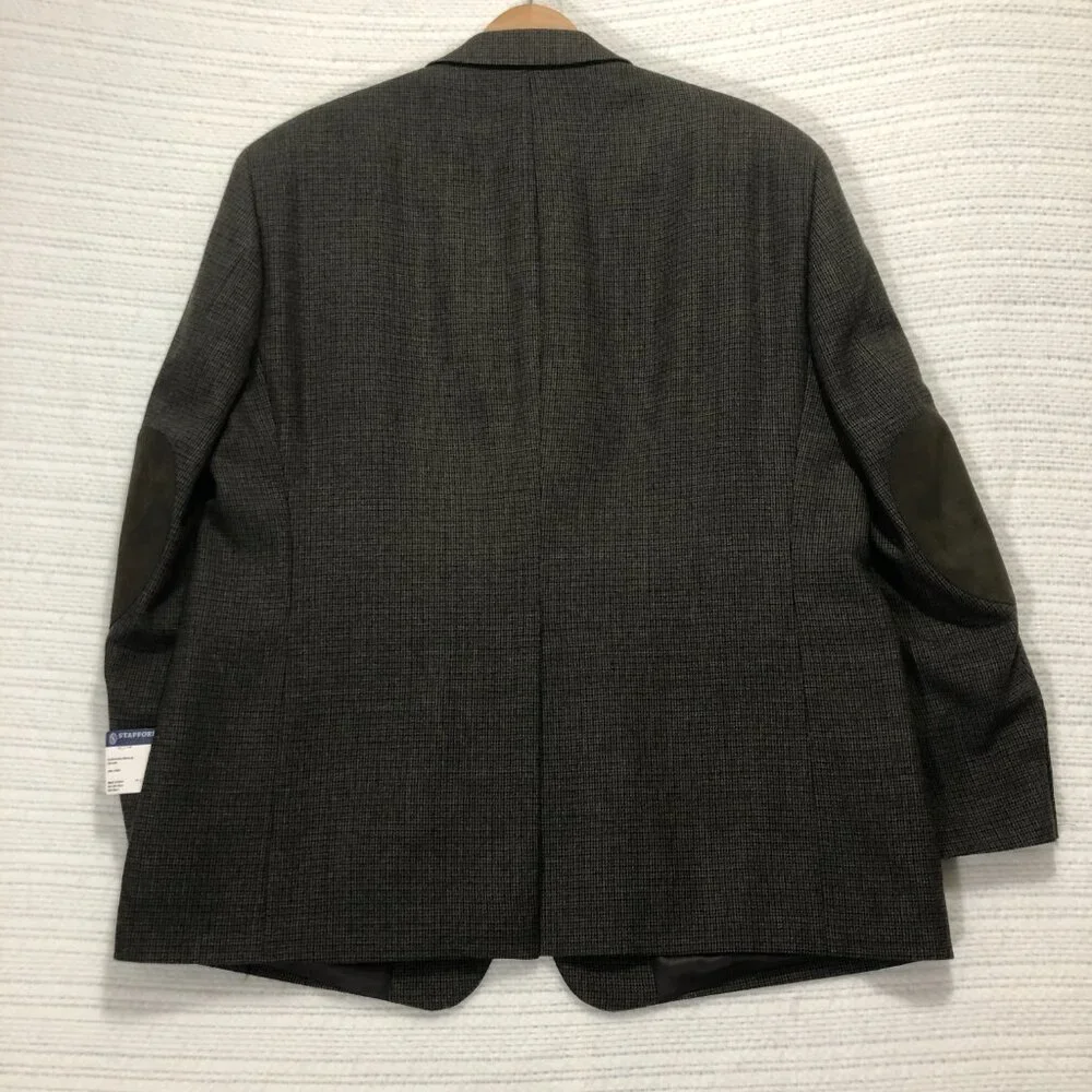 NWT Stafford Essentials Black Olive Check Classic Fit‎ Men's Size 46R